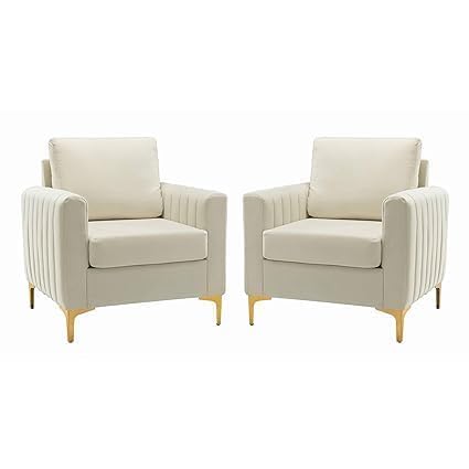 Image of Modern Armchair Single Sofa Chair for Small Armchair | Wingback Chair | High Back Wing Chair | Single Seater Chair for Living RoomSet of 2 Chairs (Beige A)
