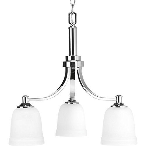 Progress Lighting Topsail Collection 3-Light Etched Parchment Glass Coastal Chandelier Light Polished Chrome