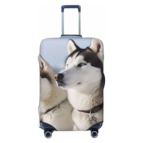 Travel Luggage Cover Suitcase Protector Elastic Washable Husky Dogs Suitcase Cover Anti-scratch Spandex Baggage Covers Fits 18-32 Inch Luggage