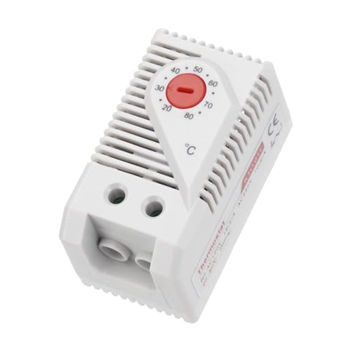 QUARKZMAN Termostato de Interruptor Mecánico KTO011 Controlador de Temperatura de Gabinete Ajustable de 20-80°C Normalmente Cerrado (N.C) Interruptor de Control de Temperatura