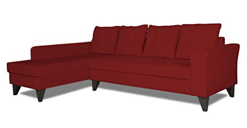 Image of Adorn India Maddox Tufted L Shape 6 Seater Sofa Set LHS (Maroon) (3 Year Warranty)