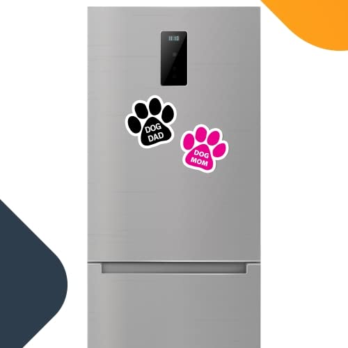 Image of Magnet Me Up Dog Dad and Dog Mom Pawprint Magnet Decal, 2 Pack, 5 Inch, Heavy Duty Automotive Magnet for Car Truck SUV