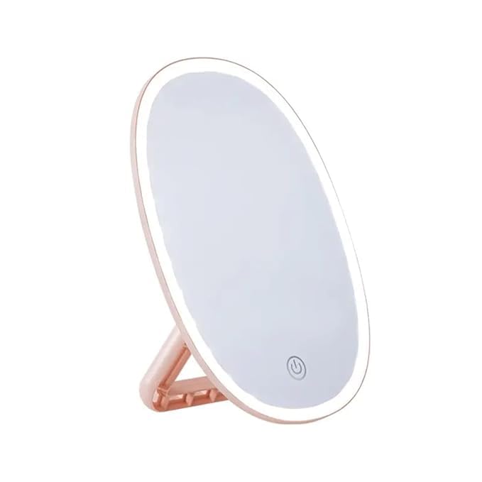 LED Lighted Makeup Mirror – Touch Control Vanity Mirror with Adjustable Brightness, Portable Tabletop Mirror with Stand, Rose Gold Finish-image-37