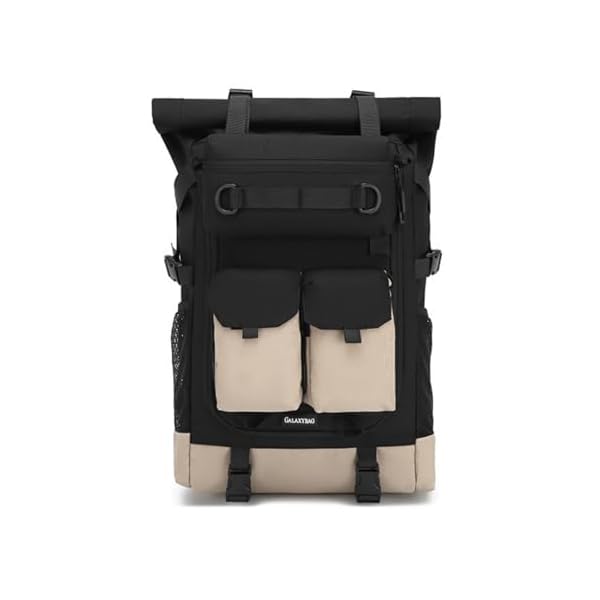Rolltop Backpack 30L, Lightweight Travel Backpack for Men & Women, Water-Resistant Hiking Backpack with 15 Inch Laptop Compartment, Small Outdoor Daypack Backpack with Detachable Shoulder Bag Black
