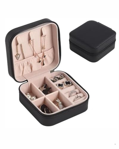 Porta-Joias Portátil Pequeno, Estojo com Zíper, Organizador de Joias com Compartimentos, 3 Cores