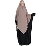 Khalat Muslim Stretch Hijab Solid Color Full Cover V-shaped Fashion Daily Prayer Mocha
