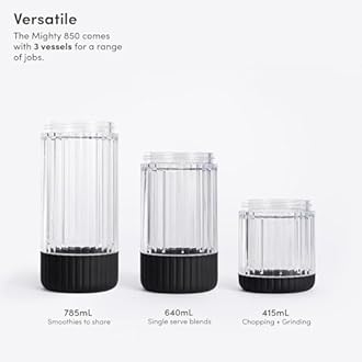 Beast Mighty 850 PLUS Premium Compact Personal Blender 850W, Food Blenders for Kitchen, Extra Vessels, Lids & Straws, Portable Blender Smoothie Maker for Ice, Shakes & Frozen Fruit (Carbon Black)