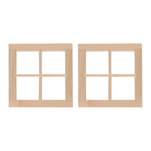 Laroal Paquete de 2 modelos de marcos de ventana de madera para muebles de casa de muñecas en miniatura para decoración de casas de muñecas y proyectos de bricolaje
