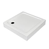 Belvit Plato de ducha de 80 x 80 x 15 cm, plato de ducha cuadrado de...