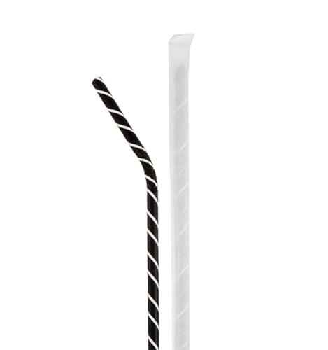 Monouso | 100 Pajitas Flexibles de Papel a Rayas Enfundadas, Colores Blanco y Negro, 21cm, Ø6mm, Biodegradable, Reciclable, Desechable, Ideal para granizados, Smoothies, Cañitas de Cartón.