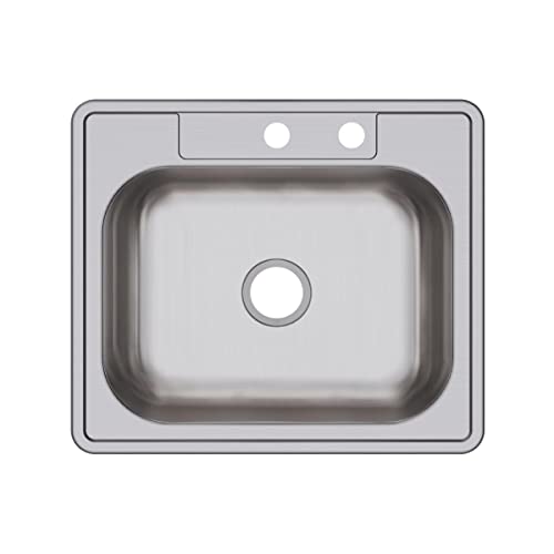 Image of Elkay D12521MR2 22 Gauge Stainless Steel Single Bowl Top Mount Kitchen Sink, 25 x 21.25 x 6.5 inch