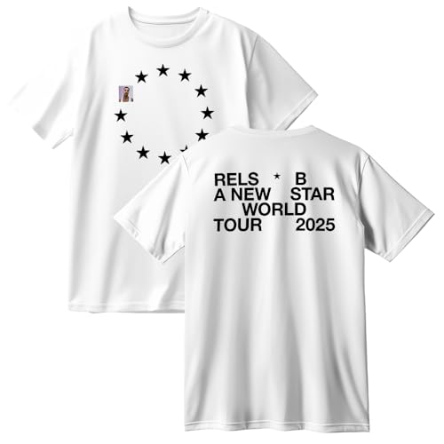 Rels B A New Star EU - Camiseta de algodón de manga corta con cuello redondo para mujer y hombre, estilo casual, blanco, S