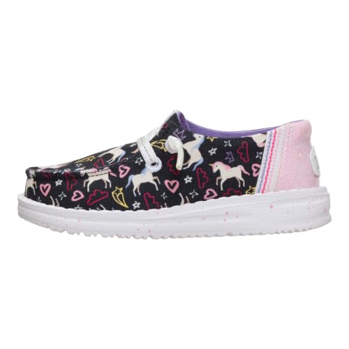 Image of HEYDUDE Girl's Youth Wendy Garden Floral Slip On Shoe | Skyway Blue /Multi | Lightweight Loafer with Elastic Laces
