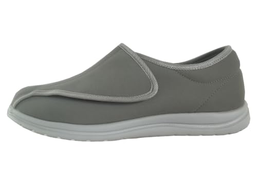 Image of Men Wide Walking Shoes Adjustable Velcr Elderly Diabetic Edema Swollen Feet Outdoor Lightweight Slippers (Grey 46 /12)
