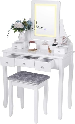 BEWISHOME Vanity Set with Lighted Mirror Dimming, Touch Screen Sw...