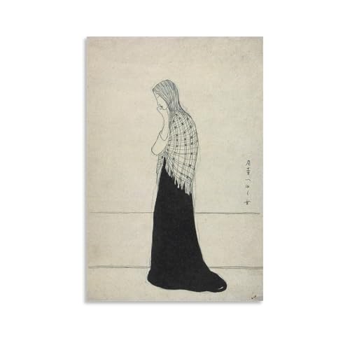 竹久夢二《尼寺へゆく女》絵画ポスター パネル キャンバスウォールアート現代 印刷 版画 壁の絵 部屋飾り20x30inch(50x75cm)
