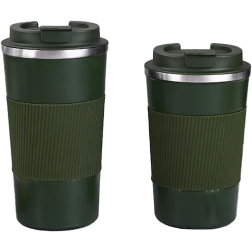 Vlwm タンブラー 蓋付き ステンレスタンブラー コーヒーカップ マグカップ タンブラー 二重構造 真空断熱 ステンレス製 蓋付き 持ち運び 直飲み 男性 女性 学生 プレゼントに 1個 (グリーン,380ml)