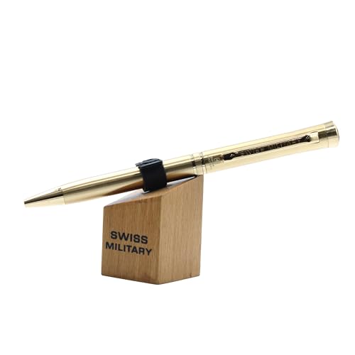 Image of SWISS MILITARY INNOVA Smooth Writing Metal Body Ball Pen with 0.7mm NSTC Blue Poly Jotter Refill, 2000-2200m Writing Length, Best Gift Men & Women, Professional, Executive Office- Body Gold