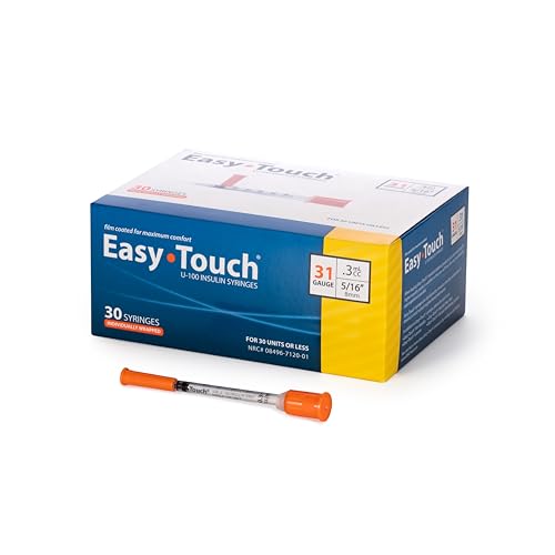 Image of EasyTouch IW U-100 Insulin Syringes (31G 0.3cc 5 /16 inch) - 30 ct. | Individually Wrapped, 30 Unit Capacity, 5 /16 inch Needle Length, Bold Markings for Accurate Dosing, Disposable, Box of 100
