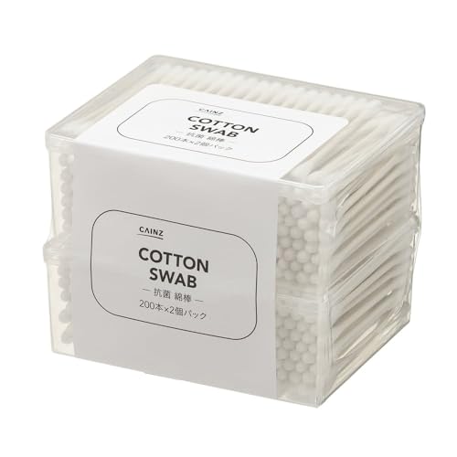 カインズ(CAINZ) 抗菌綿棒 スタンダード ホワイト 200本×2個パック ソフトな使用感 綿球に抗菌剤配合 めんぼう