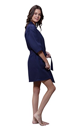 Image of Turquaz Lightweight Short Robes For Women Waffle Kimono Bathrobe - Soft, Fast-Drying, Long-Lasting Cotton Blend