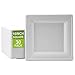 CVIUYO Platos de Papel Cuadrados Compostables de 10 Pulgadas, 30 Piezas Platos Biodegradables Resistentes, Platos Blancos Desechables 100% Natural de Caña de Azúcar, Platos de Papel