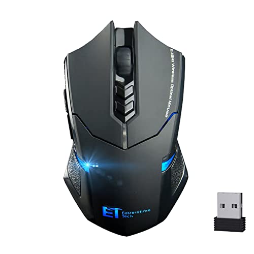 Urchoiceltd 2017 Et Tech X-08 USB 7 Botones Wireless Profesional Juego Gaming Optical Raton Ratones 800/1200 / 1600/2000 / 2400 dpi Ajustable para PC Laptop - Black (Negro)