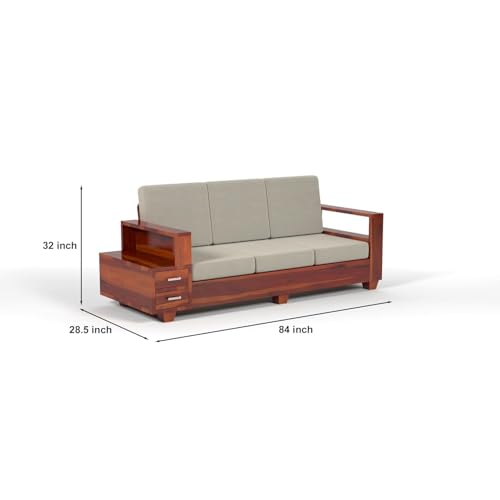 Image of Sheesham Solid Wood 7 Seater Sofa Set for Living Room(7 Seater) (Honey 3)