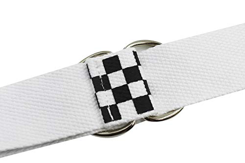 AIBEARTY Canvas Web Double D Ring Plaid Belt Silver Buckle Long Waistband for Women Men Teens4