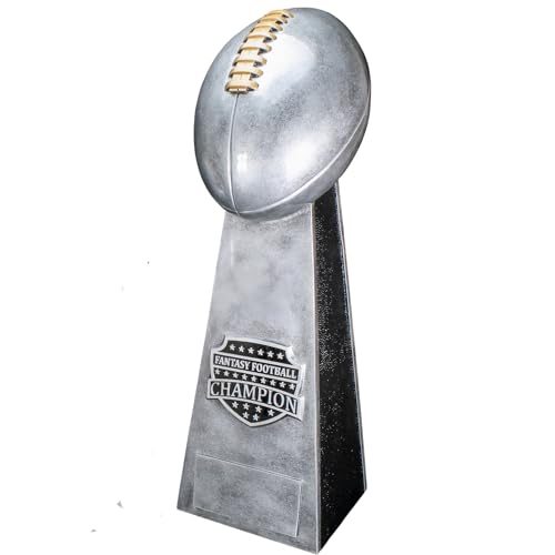 Image of Decade Awards Fantasy Football Champion Trophy, Silver or Gold - FFL Tower Award - Custom Engraved Plate on Request (11.5 or 16 Inch Tall)