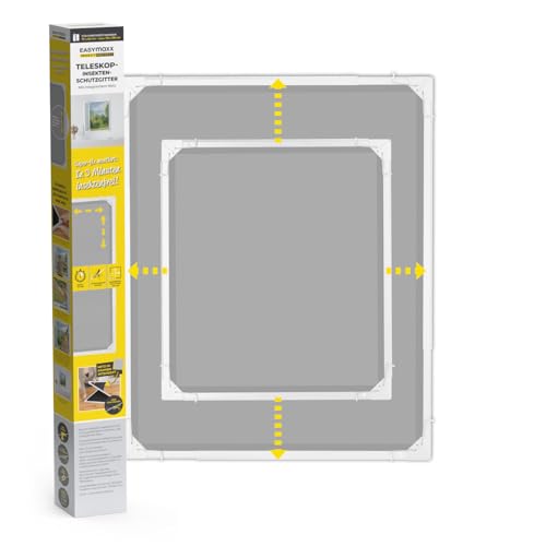 EASYmaxx Insect Protect | Teleskop-Insektenschutzgitter | Fliegengitter Fenster | mit vormontierten Rahmen | ausziehbarer Insektenschutz | integriertes Moskitonetz | weiß