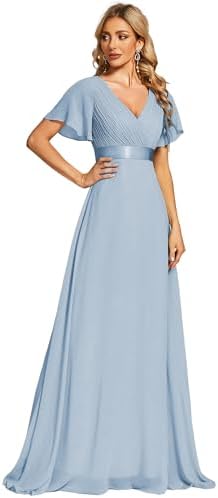 Ever-Pretty Women's Summer Short Sleeve Chiffon Empire Waist Floor Length Formal Bridesmaid Dress Mother of Bride Dresses