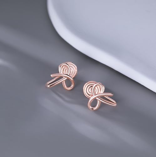 Image of Reffeer Solid 925 Sterling Silver Bow Clip On Earrings Ribbon for Women Bowknot Cuff Earrings Non Pierced Wrap Earrings
