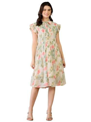 Robe évasée légère col noué chic pour silhouette fluide