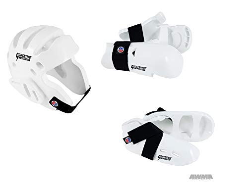 Lightning White Karate Sparring Gear Package Deal - Size Adult Medium