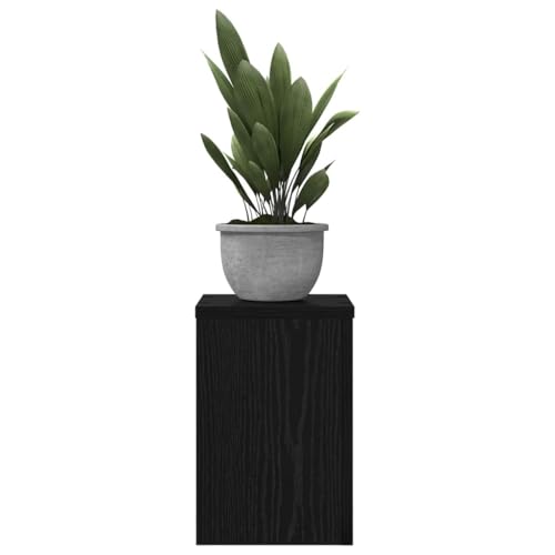 vidaXL Pflanzenständer 2 pcs Schwarz Eichen-Optik 20 x 20 x 30 cm Wohzimmer Deko moderner Pflanzenständer Außen-Deko stylischer Regalständer für kreative Arrangements
