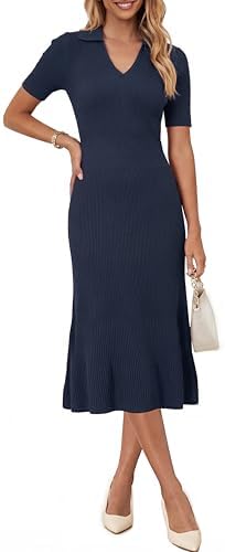 Arach&Cloz Women's Lyocell Blend Polo V Neck Spring Summer Work S...