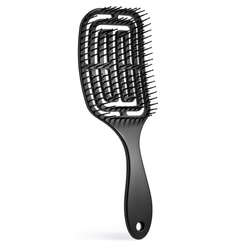 Brencco Brosse Cheveux Bouclés, Brosse a Cheveux Demelante Magique Anti-Casse & Anti-Statique, pour Boucles, Lisses, Épais ou Fins, Hommes, Femmes, Enfants