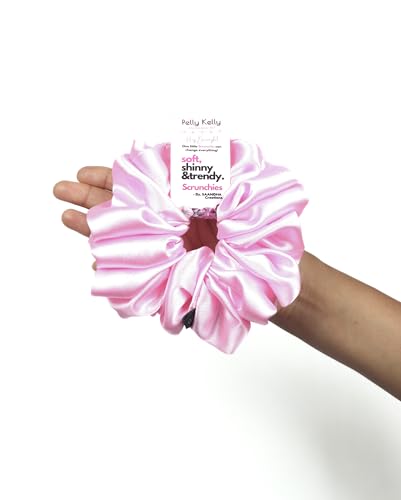 Image of Satin Scrunchies Hair Bands for Women | No-Damage Elastic Hair Ties for Ponytails & Buns | Fluffy & Stylish Rubber Bands | Extra Large Size | Pack of 5
