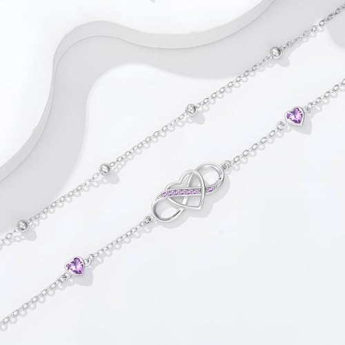 Image of Anklet for Women 925 Sterling Silver Double Infinity Ankle Bracelet Waterproof Summer Jewelry Anniversary Birthday Gifts for Her