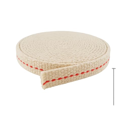 Mechas para Lámparas de Aceite -LONGITUD 2M|ANCHO 20MM|✮GARANTÍA DE POR VIDA✮- Cuerda de Algodón para Linternas y Quemadores de Interior y Exterior - Quema Limpia, Cálido Brillo Rojizo (1, 5M X 11 MM)