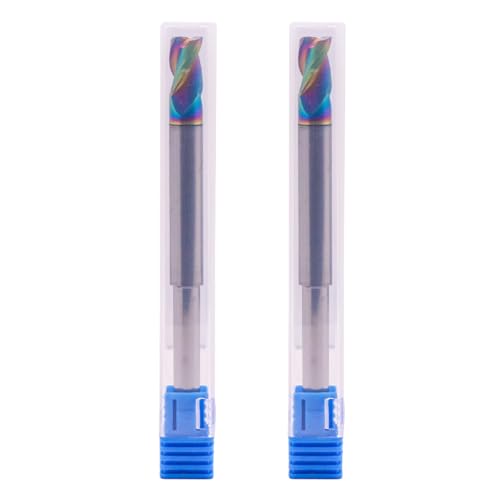 Image of 2Pcs 5 /16 inch 3 Flute Solid Carbide Long Reach Square End Mill, DLC Coated | 37 Helix, 5 /16 inch Cutting Dia, 1 /4 inch Reduced Shank For Router, 1 /2 inch LOC, 3-3 /4 inch OAL, for Milling Aluminum and Copper