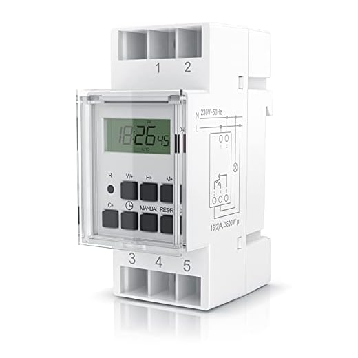 Bearware - Interruptor eléctrico - Temporizador Digital para Carril DIN en Cuadros de distribución - 16A/3680W - Pantalla LCD - 20 programas - 16 configuraciones de días - Modo Manual - Color Blanco