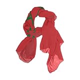voucong Bufanda de seda roja nacional marroquí de la bandera de Marruecos, 177.8 cm x 35 pulgadas, linda bufanda para mujer, bufanda de regalo para mujer elegante