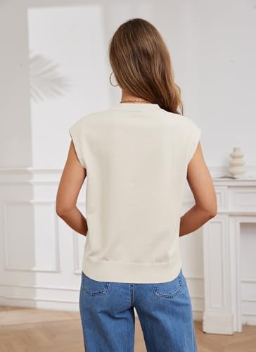 Image of XNC Womens Sweater Vest Cap Sleeve V Neck Knit Button Down Vest Tops Casual Summer Tank Top White