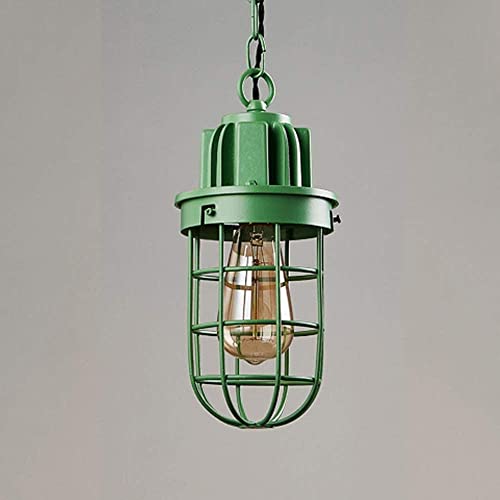 Lustre industriel rétro rouge et vert, plafonnier simple métal lampe décorative - 2