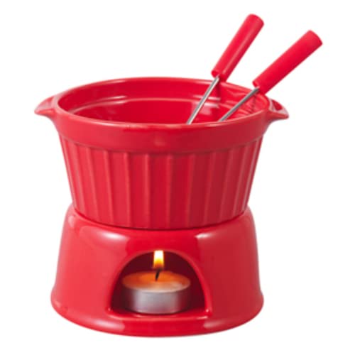 Aparelho de Fondue 4 Peças de Porcelana Classic Vermelho 400ml - Lyor