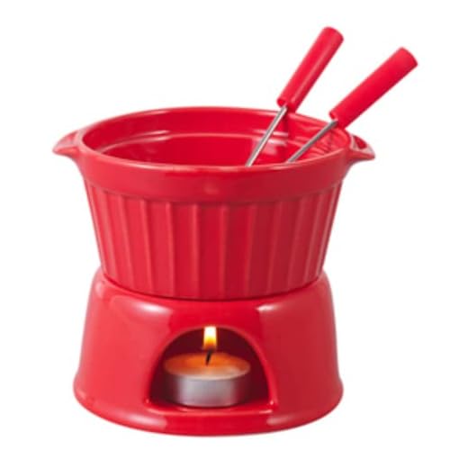 Aparelho de Fondue 4 Peças de Porcelana Classic Vermelho 400ml - Lyor