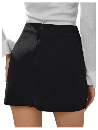 WDIRARA Women's High Waist Split Hem Mini Skirt Side Slit Bodycon Skirts2