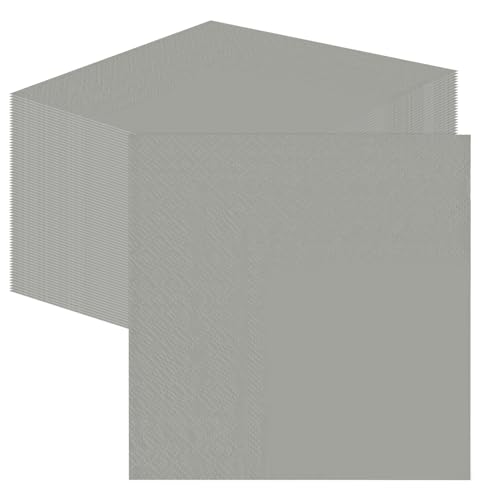 SietDESEO 50 Pieces Silver Napkins Disposable 3-Ply Silver Cocktail Napkins Paper Dinner Napkins for Birthday Baby Shower Wedding Graduation Party Beverage Napkin